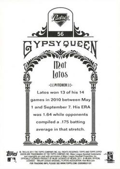 2011 Topps Gypsy Queen #56 Mat Latos Back