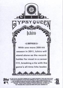 2011 Topps Gypsy Queen #1 Ichiro Suzuki Back
