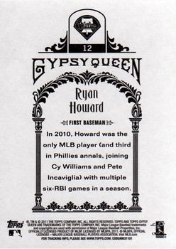 2011 Topps Gypsy Queen #12 Ryan Howard Back