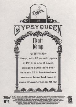 2011 Topps Gypsy Queen #15 Matt Kemp Back