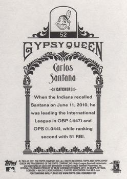 2011 Topps Gypsy Queen #52 Carlos Santana Back