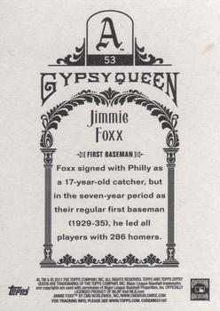 2011 Topps Gypsy Queen #53 Jimmie Foxx Back
