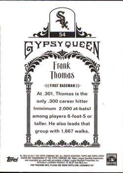 2011 Topps Gypsy Queen #54 Frank Thomas Back