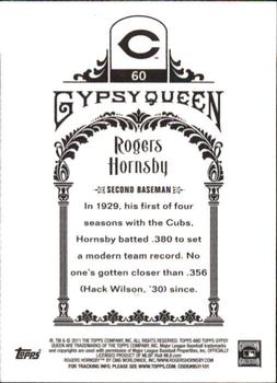 2011 Topps Gypsy Queen #60 Rogers Hornsby Back