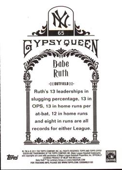 2011 Topps Gypsy Queen #65 Babe Ruth Back