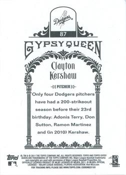 2011 Topps Gypsy Queen #87 Clayton Kershaw Back