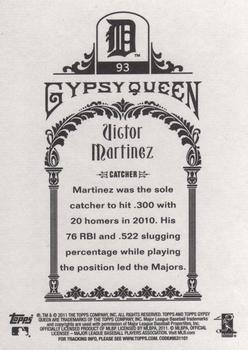 2011 Topps Gypsy Queen #93 Victor Martinez Back