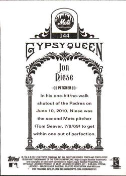 2011 Topps Gypsy Queen #144 Jon Niese Back