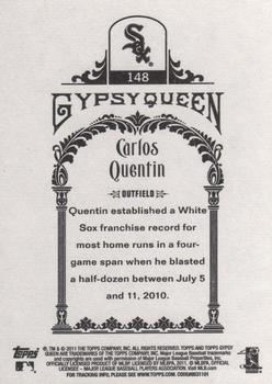 2011 Topps Gypsy Queen #148 Carlos Quentin Back