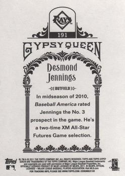 2011 Topps Gypsy Queen #191 Desmond Jennings Back