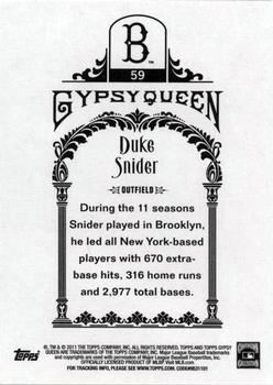 2011 Topps Gypsy Queen #59 Duke Snider Back