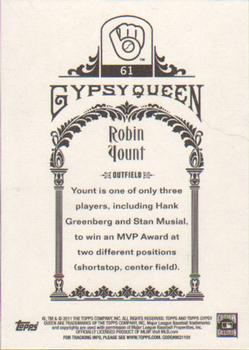 2011 Topps Gypsy Queen #61 Robin Yount Back