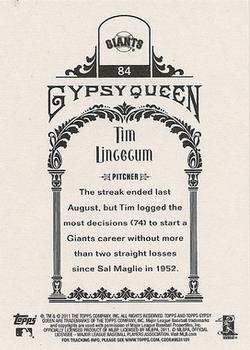 2011 Topps Gypsy Queen #84 Tim Lincecum Back