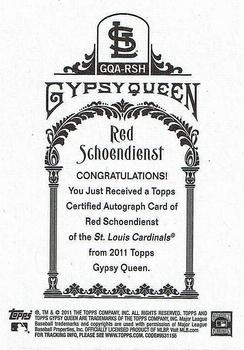 2011 Topps Gypsy Queen - Autographs #GQA-RSH Red Schoendienst Back