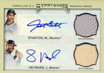 2011 Topps Gypsy Queen - Dual Relic Autographs #DAR-SH Mike Stanton / Jason Heyward Front