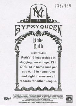 2011 Topps Gypsy Queen - Framed Paper #65 Babe Ruth Back
