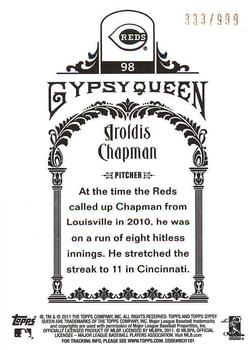 2011 Topps Gypsy Queen - Framed Paper #98 Aroldis Chapman Back