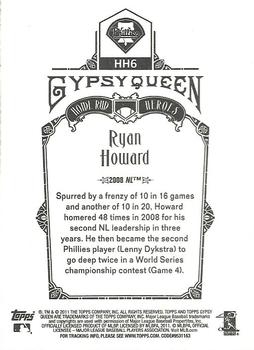 2011 Topps Gypsy Queen - Home Run Heroes #HH6 Ryan Howard Back