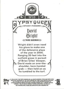 2011 Topps Gypsy Queen - Sticky Fingers #SF10 David Wright Back