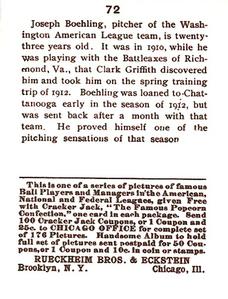 1983 1915 Cracker Jack (reprint) #72 John Boehling Back