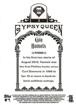 2011 Topps Gypsy Queen - Framed Green #3 Cole Hamels Back