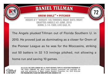 2011 Topps Pro Debut #72 Daniel Tillman Back