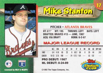 1993 Stadium Club Atlanta Braves #17 Mike Stanton  Back