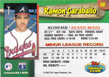 1993 Stadium Club Atlanta Braves #30 Ramon Caraballo  Back