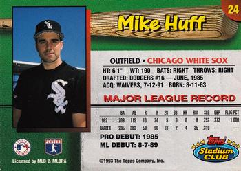 1993 Stadium Club Chicago White Sox #24 Mike Huff  Back