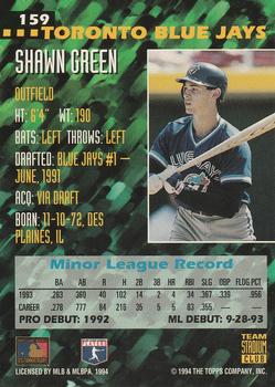 1994 Stadium Club Team #159 Shawn Green Back