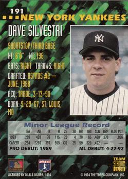 1994 Stadium Club Team #191 Dave Silvestri Back