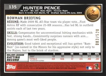 2010 Bowman - Blue #135 Hunter Pence Back