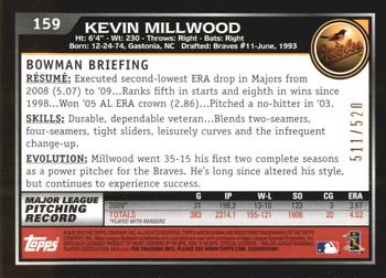 2010 Bowman - Blue #159 Kevin Millwood Back