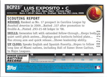 2010 Bowman - Chrome Prospects Blue Refractors #BCP21 Luis Exposito Back