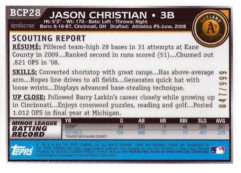 2010 Bowman - Chrome Prospects Purple Refractors #BCP28 Jason Christian Back