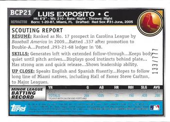 2010 Bowman - Chrome Prospects Refractors #BCP21 Luis Exposito Back