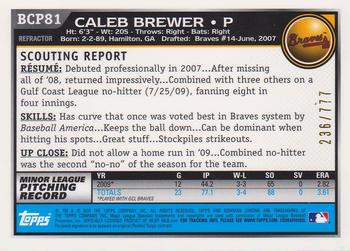 2010 Bowman - Chrome Prospects Refractors #BCP81 Caleb Brewer Back