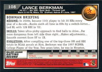 2010 Bowman - Gold #108 Lance Berkman Back