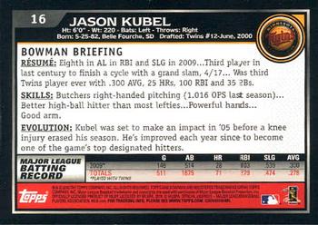 2010 Bowman - Gold #16 Jason Kubel Back