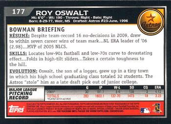 2010 Bowman - Gold #177 Roy Oswalt Back