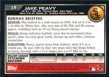 2010 Bowman - Gold #19 Jake Peavy Back