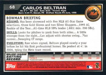 2010 Bowman - Gold #68 Carlos Beltran Back