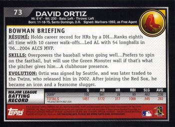 2010 Bowman - Gold #73 David Ortiz Back