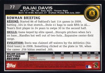 2010 Bowman - Gold #77 Rajai Davis Back