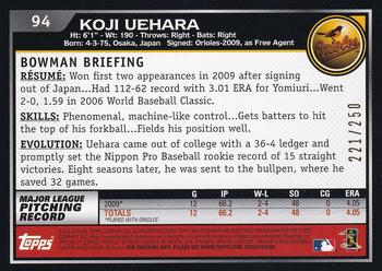 2010 Bowman - Orange #94 Koji Uehara Back
