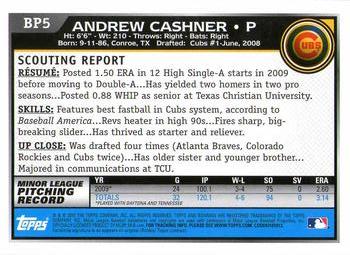 2010 Bowman Chrome - Prospects Black #BP5 Andrew Cashner Back