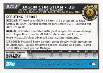 2010 Bowman Chrome - Prospects Black #BP28 Jason Christian Back