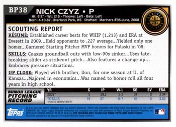 2010 Bowman Chrome - Prospects Black #BP38 Nick Czyz Back