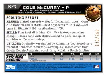 2010 Bowman - Prospects Orange #BP3 Cole McCurry Back