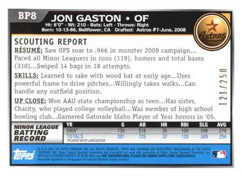 2010 Bowman - Prospects Orange #BP8 Jon Gaston Back